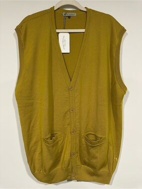 NWT PETER CHRISTIAN Sweater Vest Gold Merino Wool Men’s 3XL